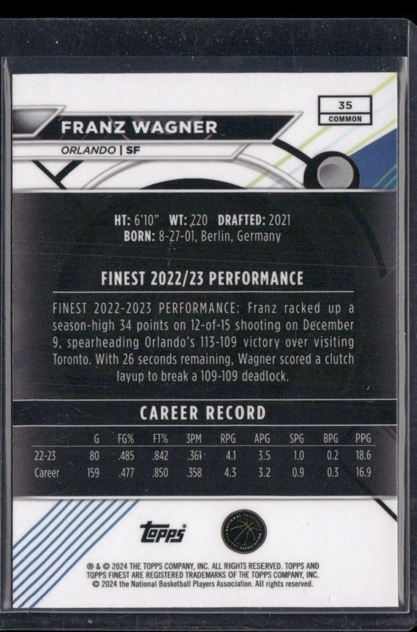 2023-24 Finest #35 Franz Wagner Purple Checkerboard Refractors #/125