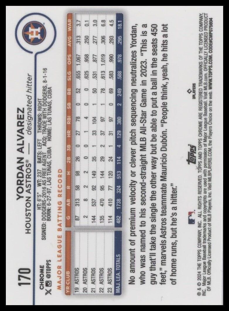 2024 Topps Chrome #170 Yordan Alvarez