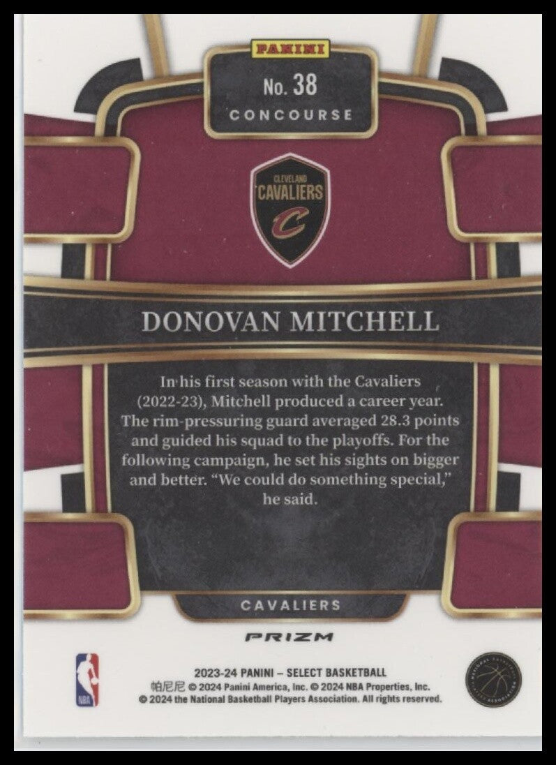 2023-24 Panini Select #38 Donovan Mitchell Silver Prizms