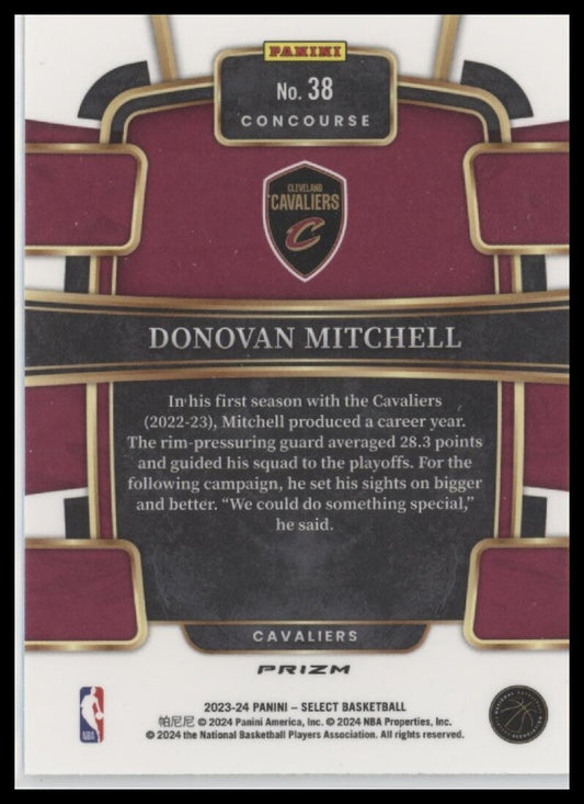 2023-24 Panini Select #38 Donovan Mitchell Silver Prizms