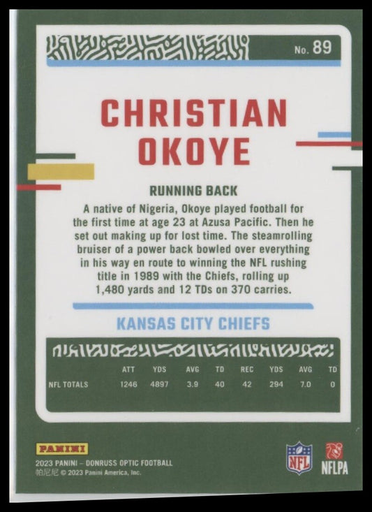 2023 Donruss Optic #89 Christian Okoye