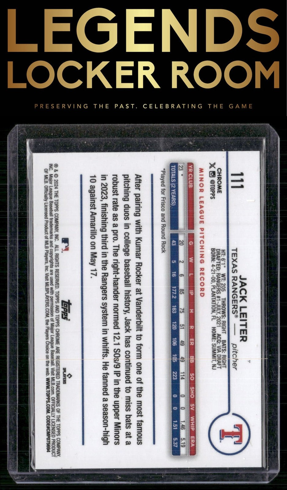 2024 Topps Chrome #111 Jack Leiter