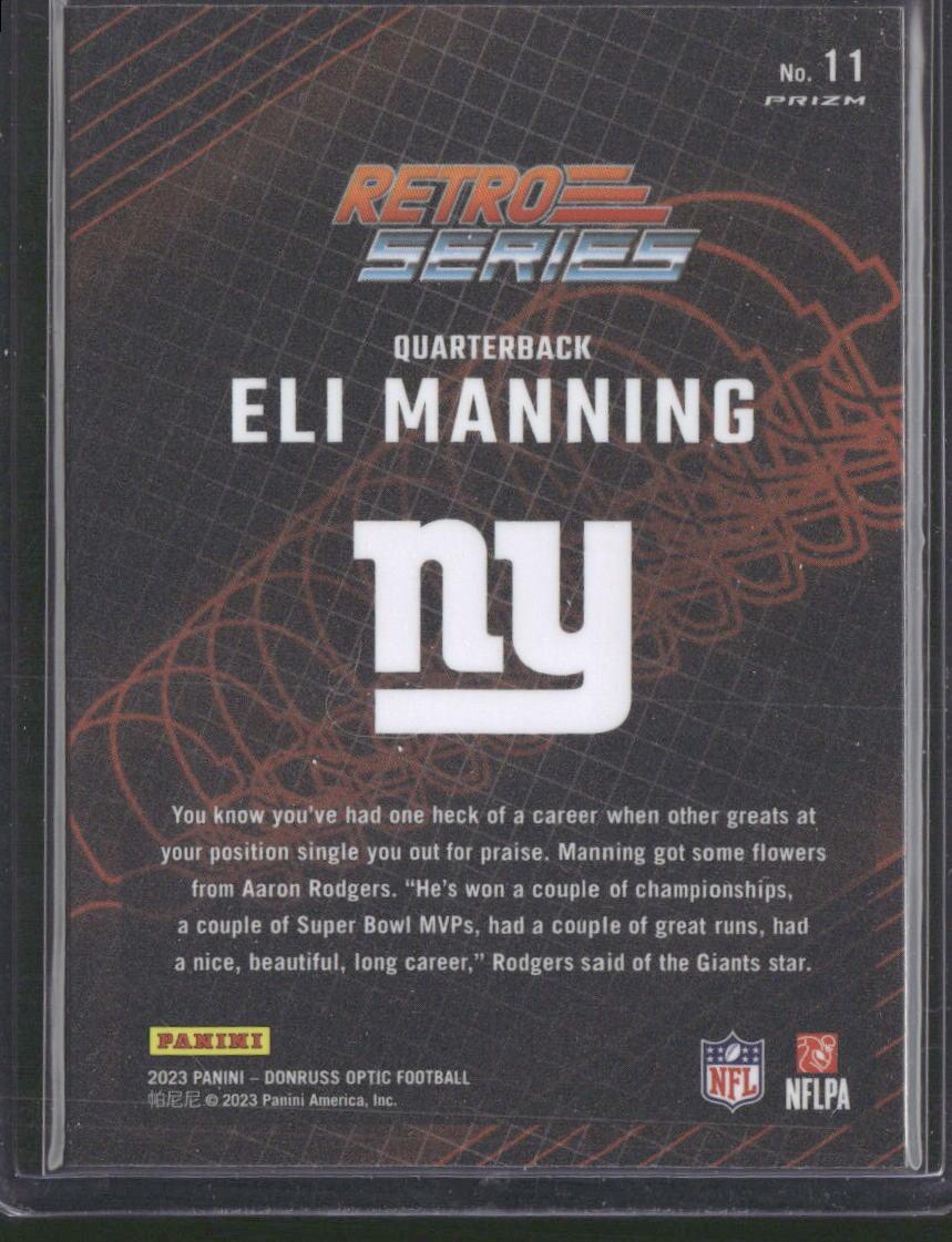 2023 Donruss Optic #11 Eli Manning Retro Series prizm