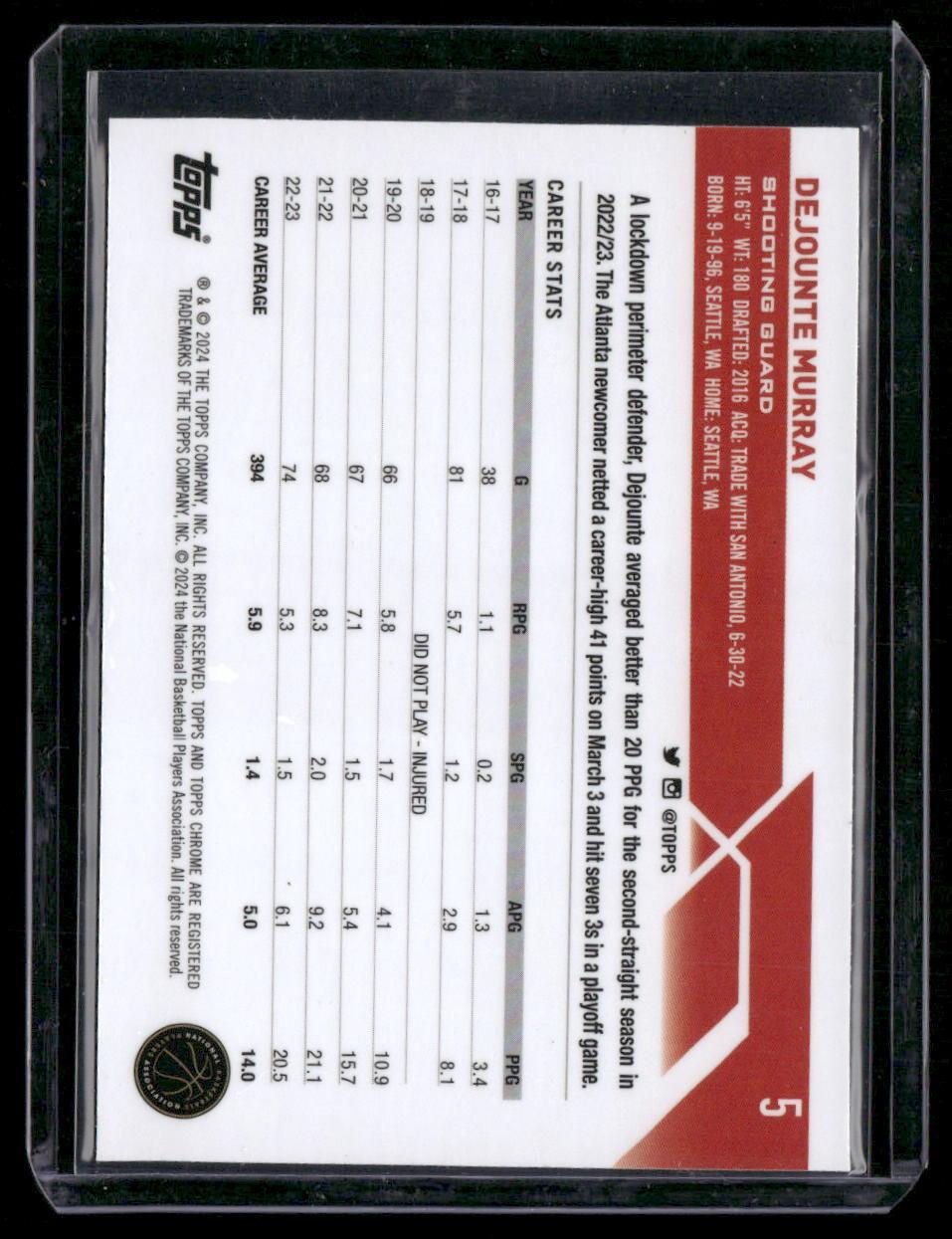 2023-24 Topps Chrome #5 Dejounte Murray Prism Refractors