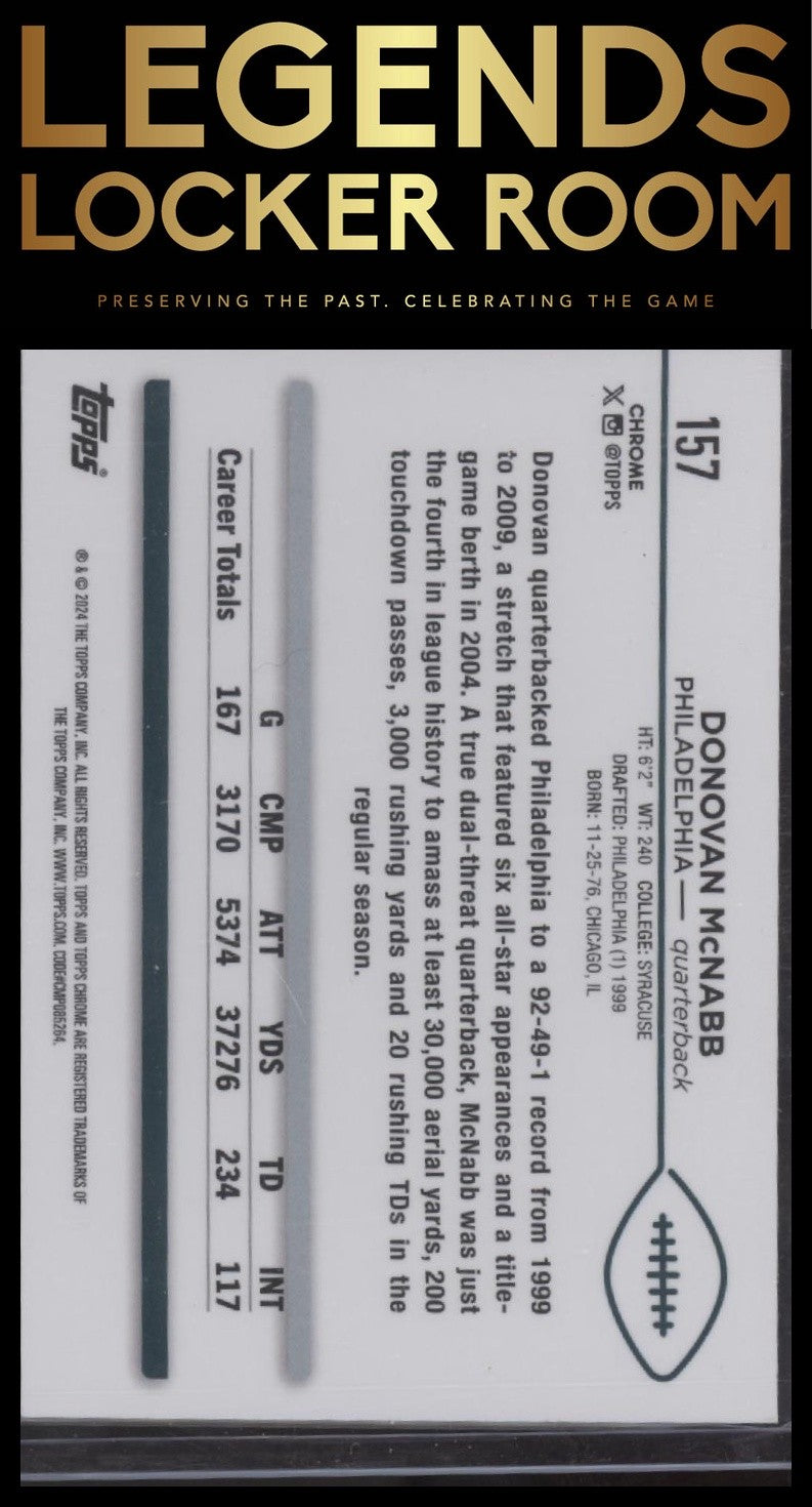2024 Topps Chrome #157 Donovan McNabb Yellow Geometric Refractor #/75