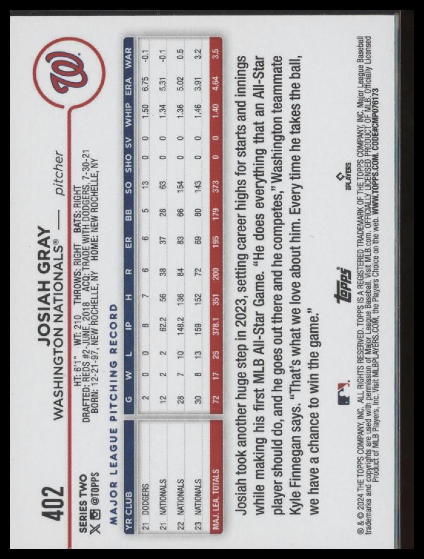 2024 Topps #402 Josiah Gray