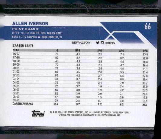 2023-24 Topps Chrome #66 Allen Iverson Refractors