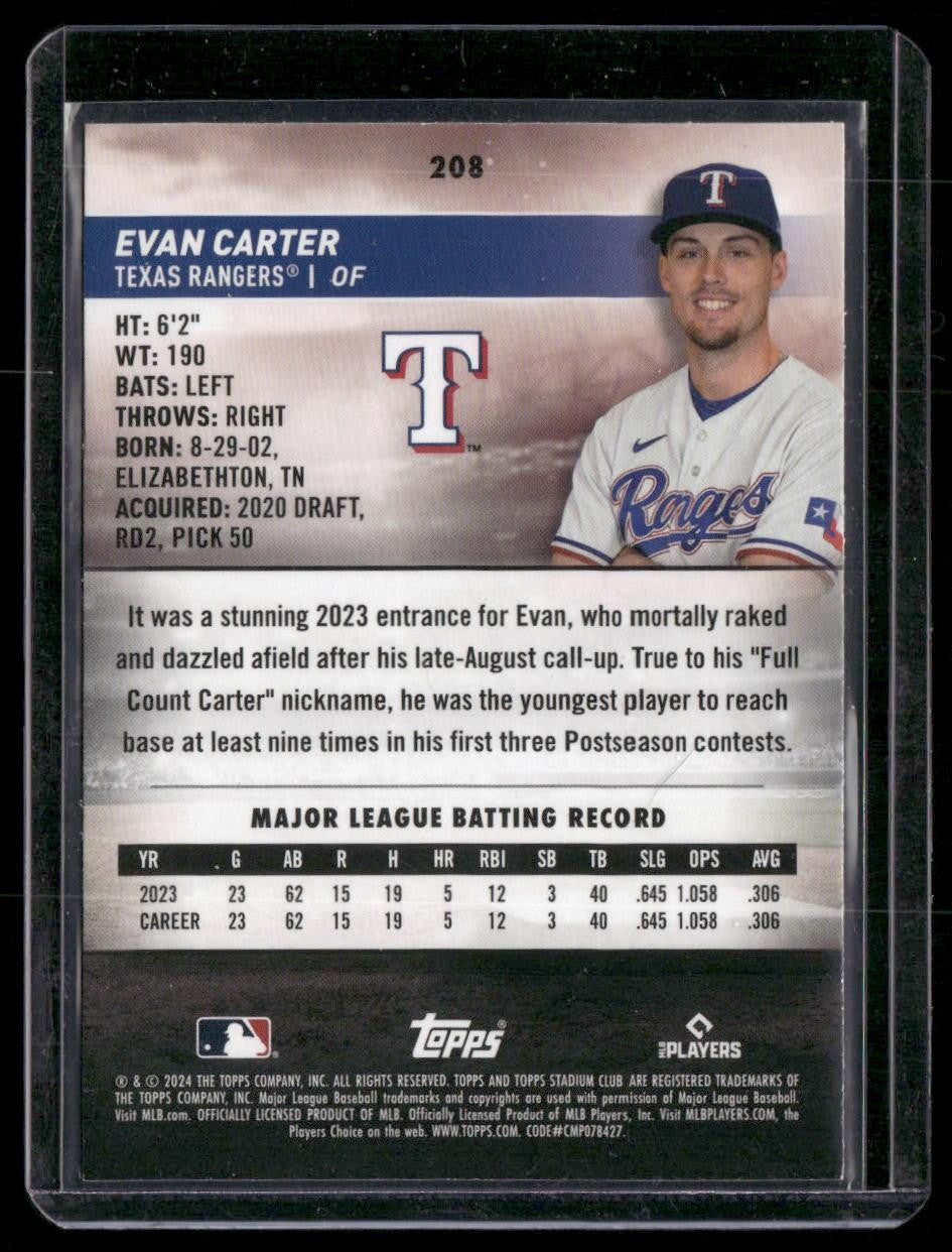 2024 Stadium Club #208 Evan Carter Red Foil