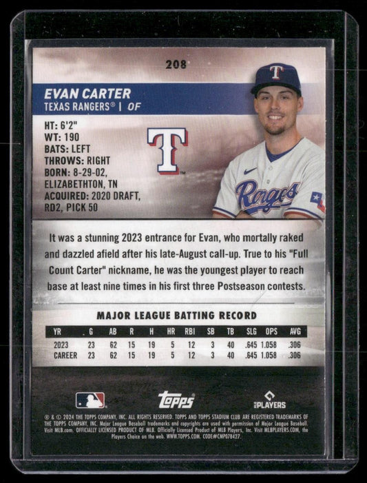 2024 Stadium Club #208 Evan Carter Red Foil