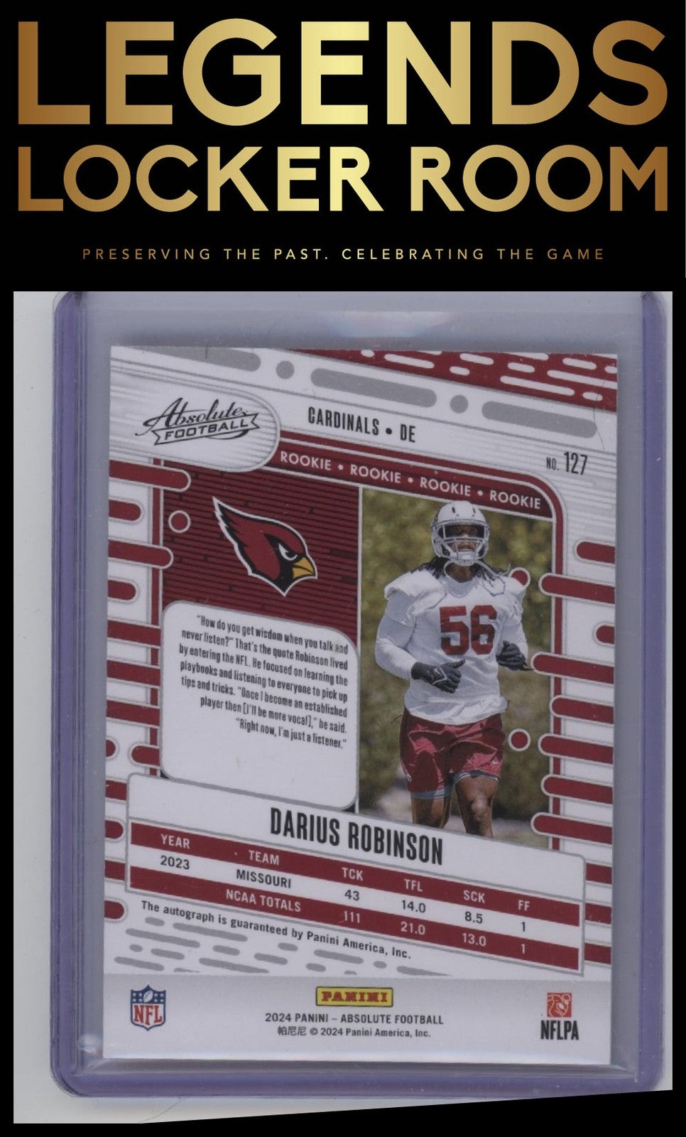 2024 Panini Absolute #127 Darius Robinson Signature Rookies Spectrum #/299
