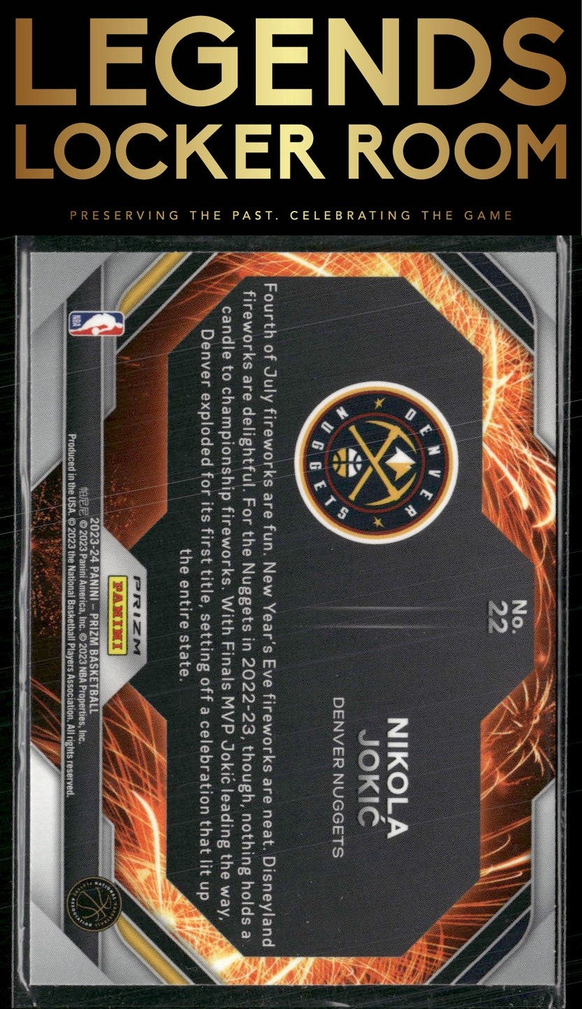 2023-24 Panini Prizm #22 Nikola Jokic Fireworks Prizms Fast Break
