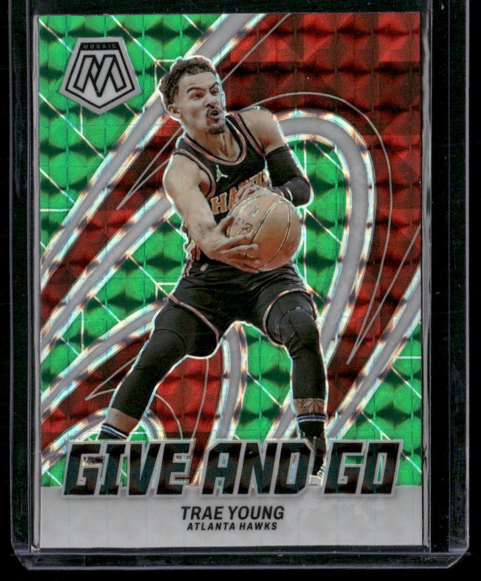 2023-24 Panini Mosaic #10 Trae Young Give and Go Mosaic Green