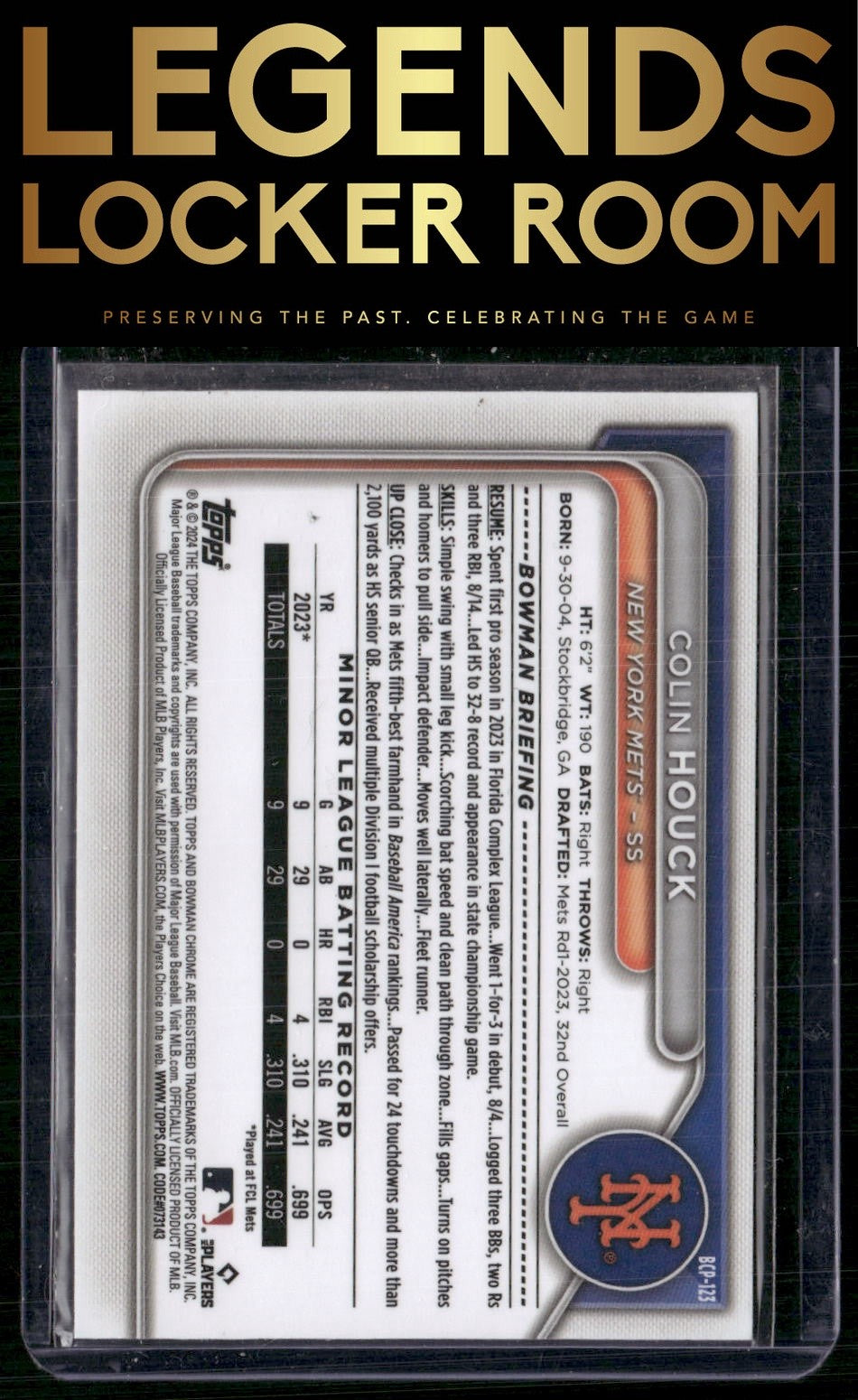 2024 Bowman #BCP-123 Colin Houck Chrome Prospects