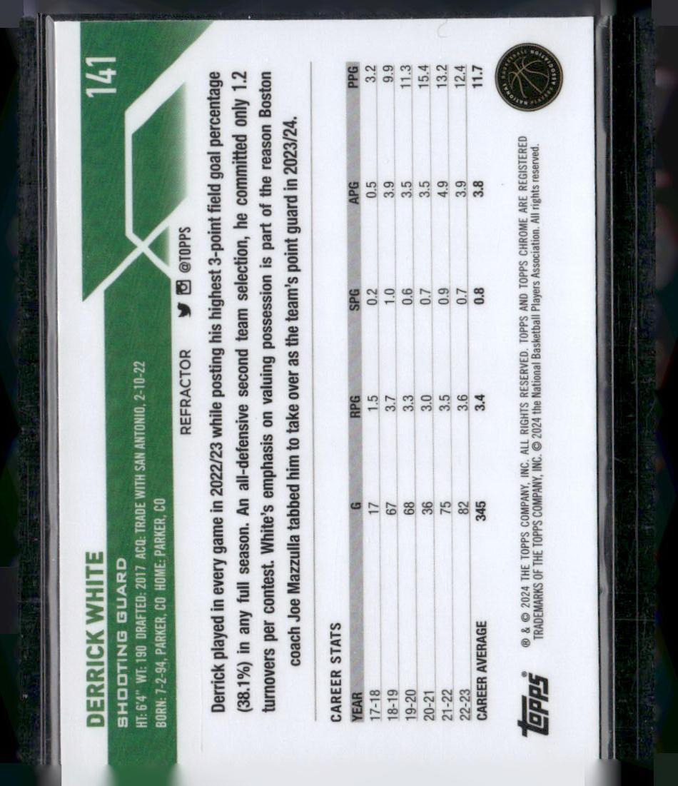 2023-24 Topps Chrome #141 Derrick White Refractors