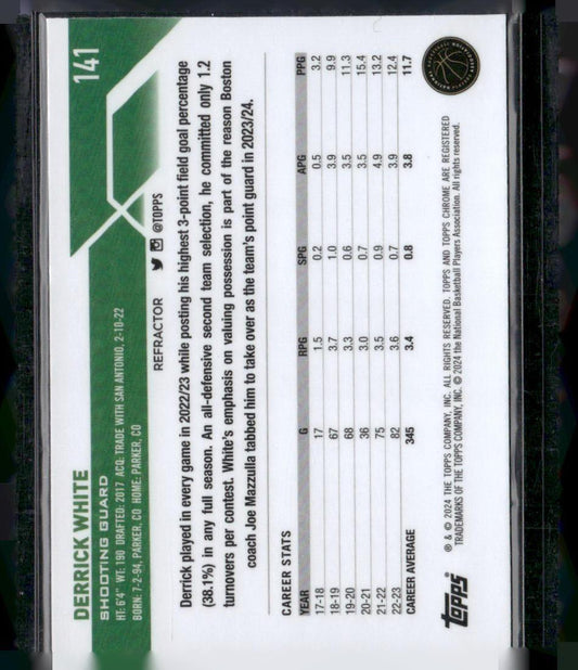 2023-24 Topps Chrome #141 Derrick White Refractors