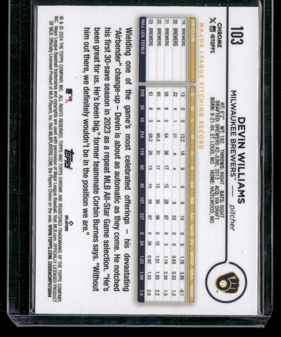 2024 Topps Chrome #103 Devin Williams