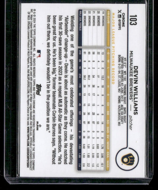 2024 Topps Chrome #103 Devin Williams