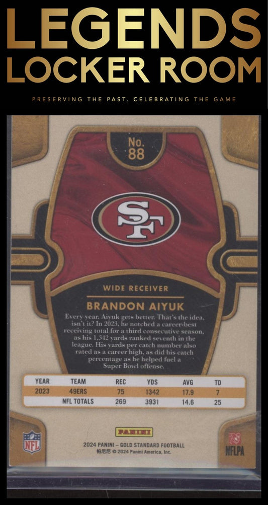 2024 Panini Gold Standard #88 Brandon Aiyuk Platinum #/75