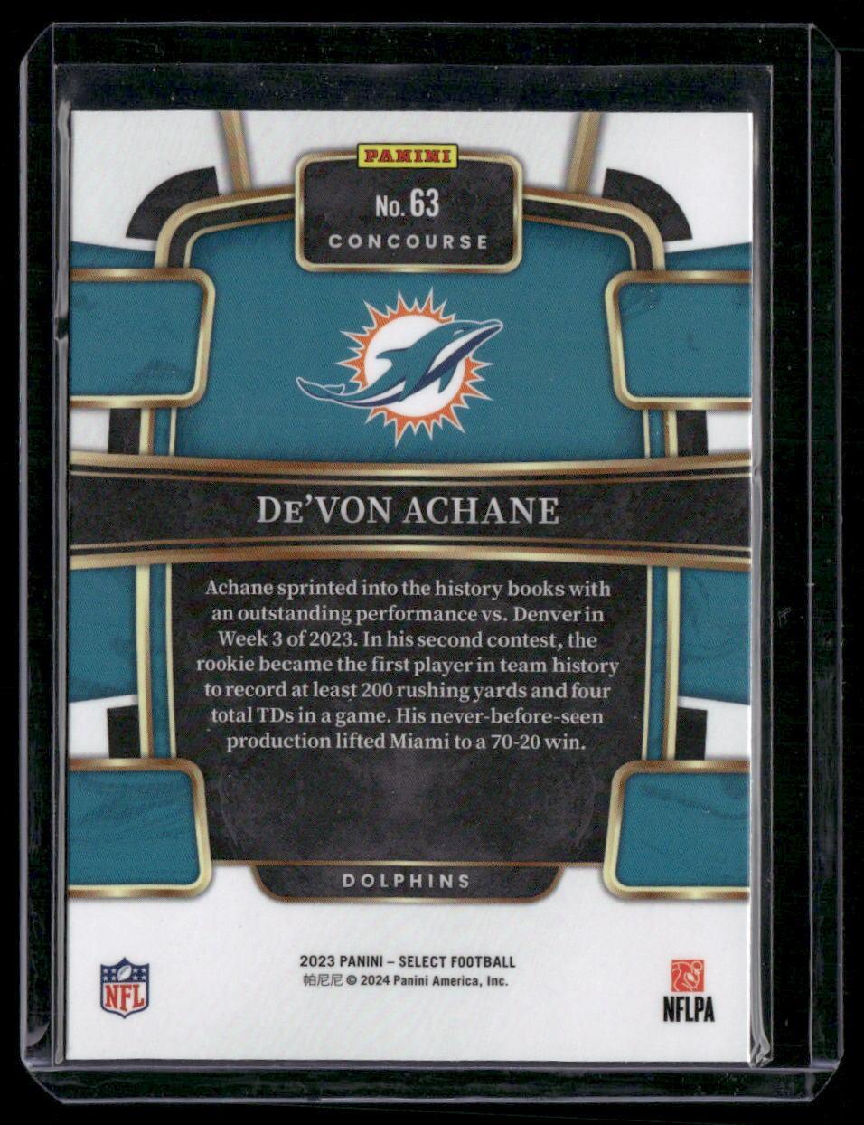 2023 Panini Select #63 De'Von Achane