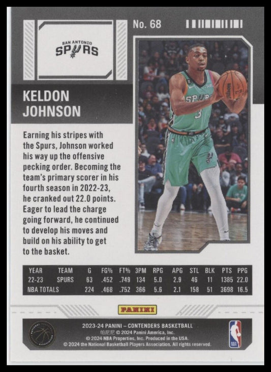2023-24 Panini Contenders #68 Keldon Johnson Season Ticket Premium Edition