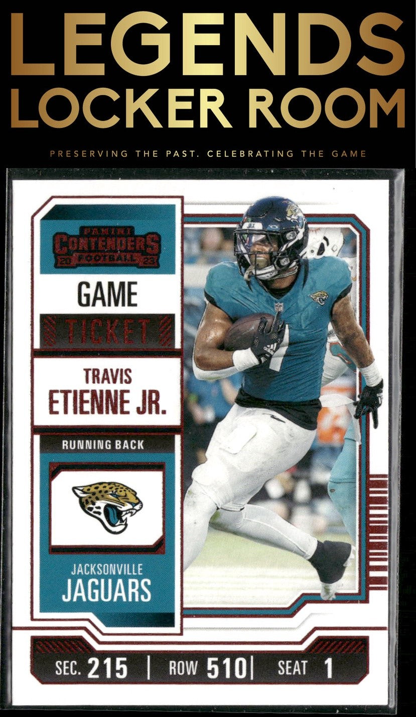 2023 Panini Contenders #47 Travis Etienne Jr. Game Ticket Red