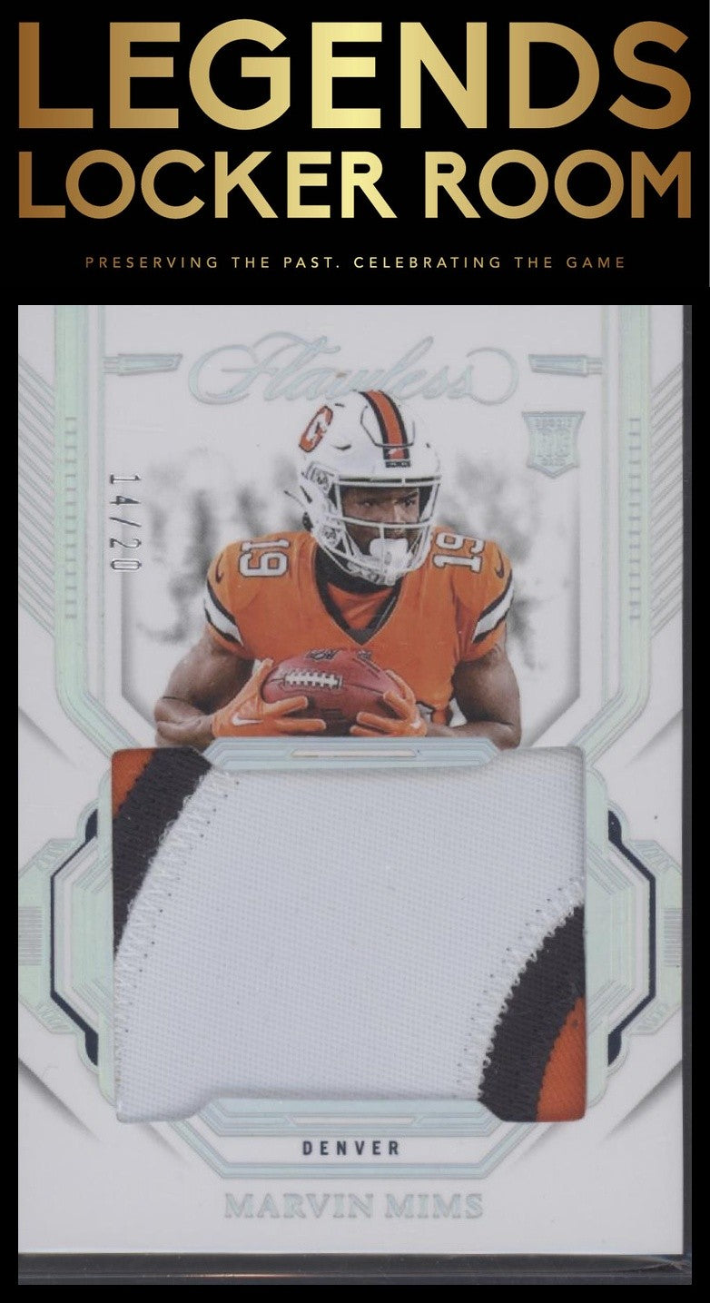 2023 Panini Flawless #RP-MMS Marvin Mims Rookie Patches Silver #/20