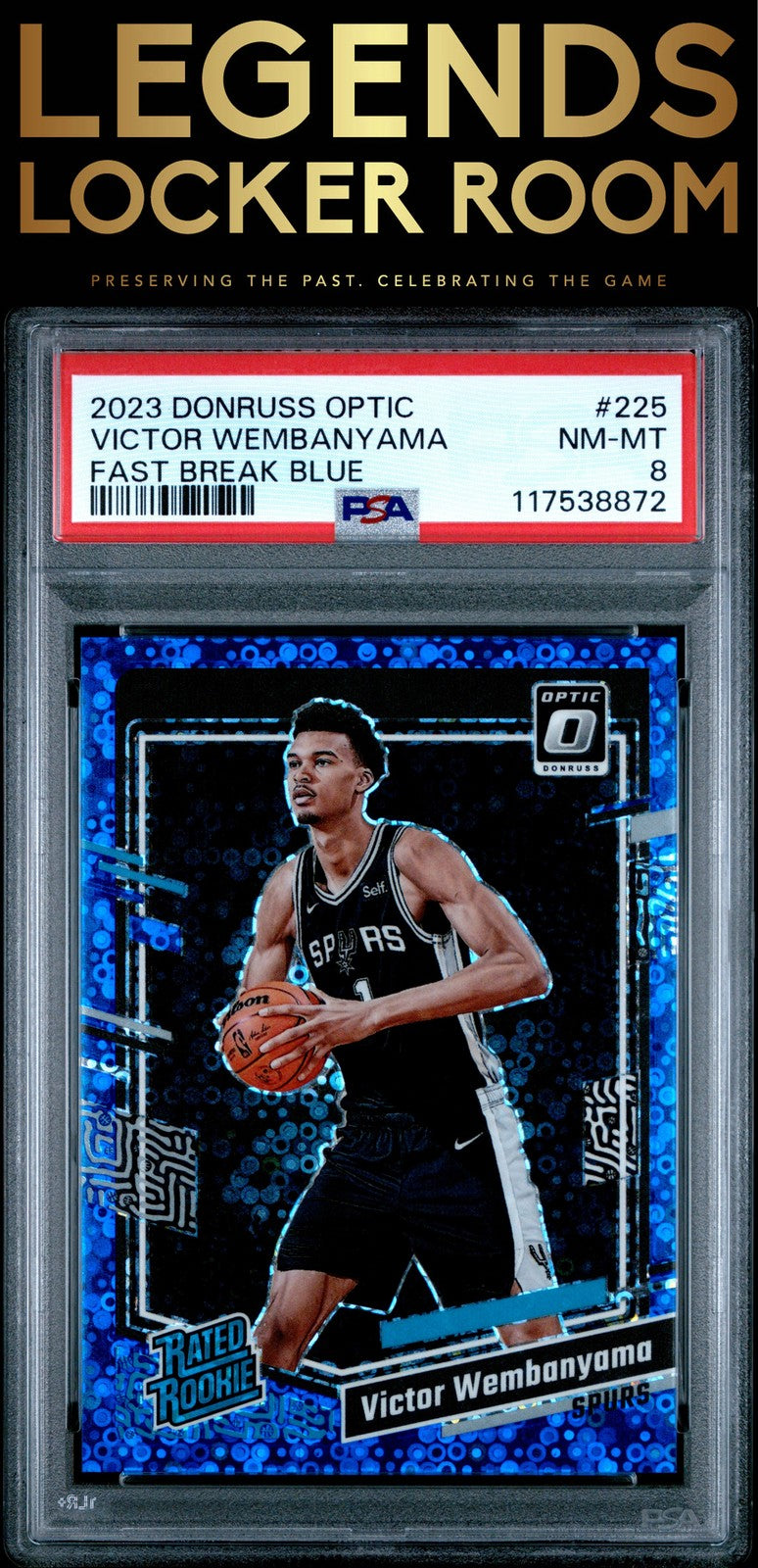 2023 Panini Donruss Optic #225 Victor Wembanyama Fast Break Blue PSA 8