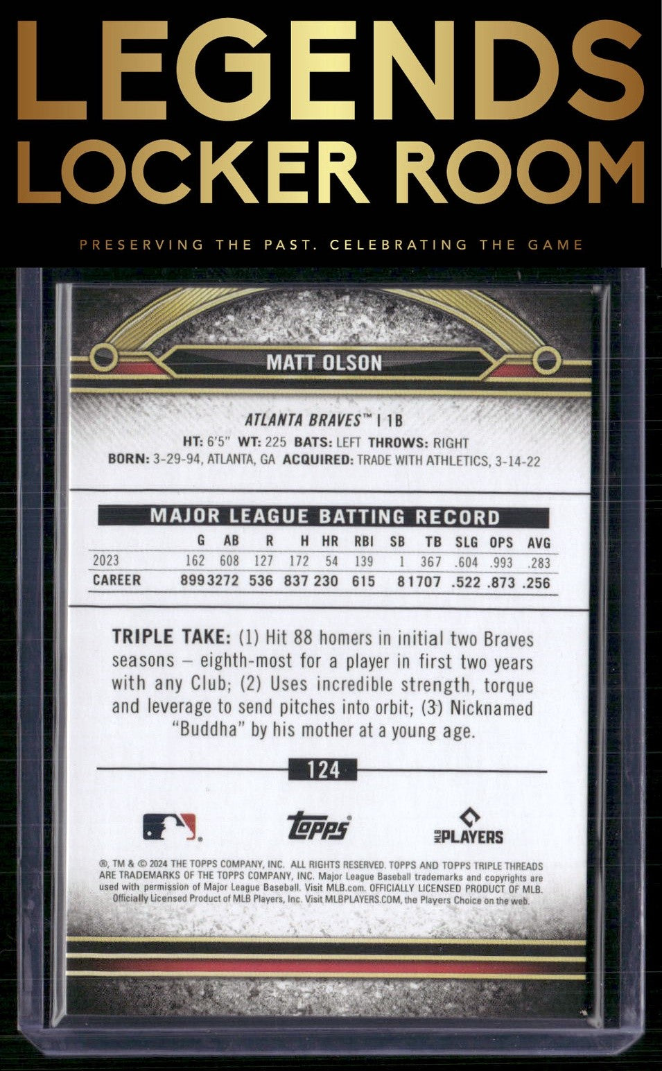2024 Topps Triple Threads #124 Matt Olson Sapphire #/25