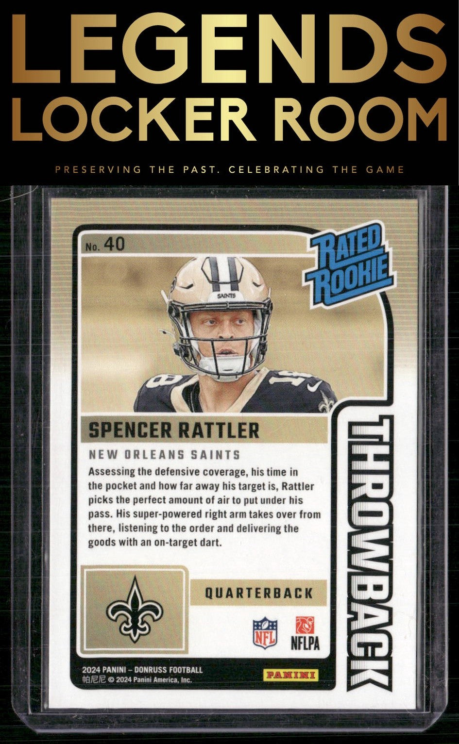 2024 Donruss #40 Spencer Rattler Rated Rookies Throwback