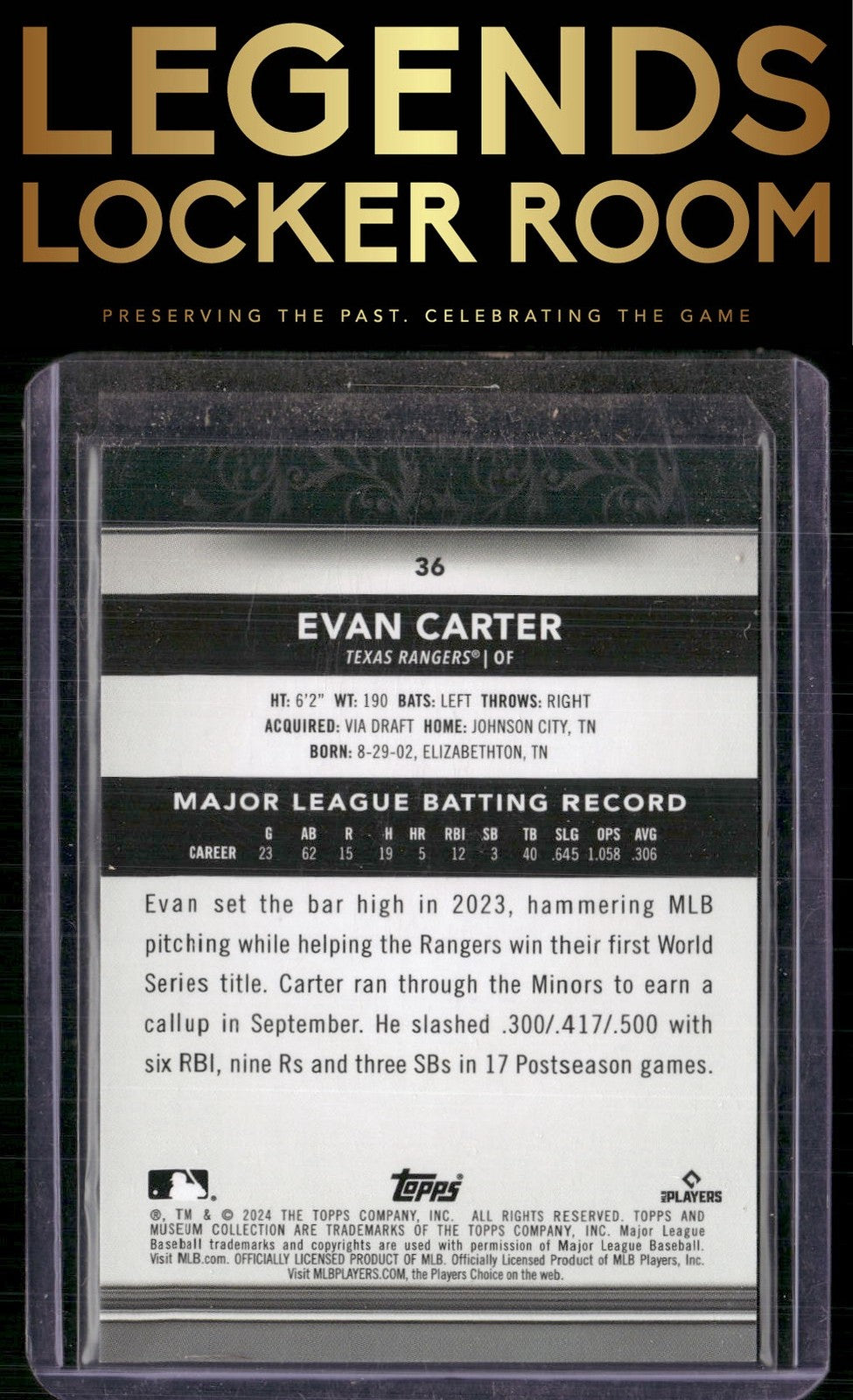 2024 Topps Museum Collection #36 Evan Carter