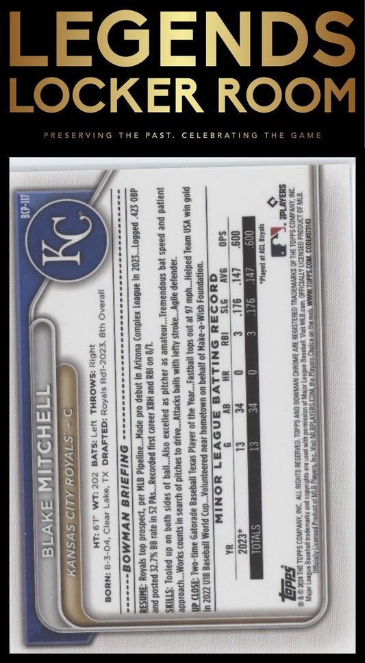 2024 Bowman #BCP-117 Blake Mitchell Chrome Prospects
