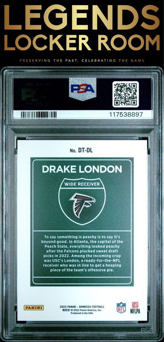 2022 Panini Donruss Downtown #DTDL Drake London Downtown! PSA 8