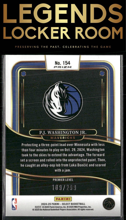 2024-25 Panini Select #154 P.J. Washington Jr. Light Blue Prizm #/299