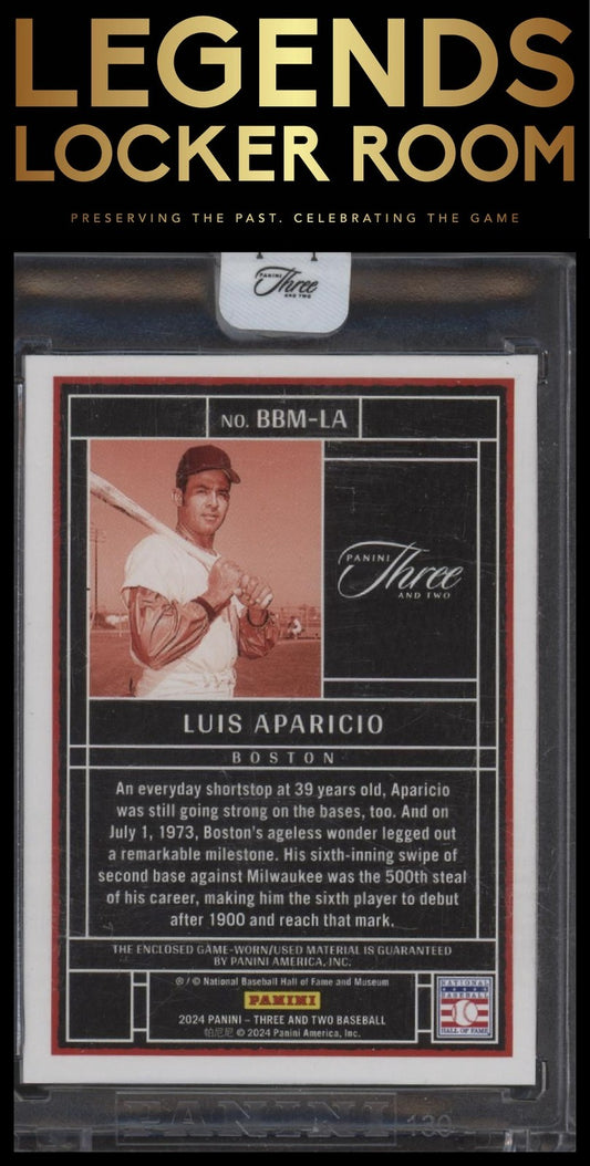 2024 Panini Three and Two Luis Aparicio Baseball's Best Memorabilia Black /8