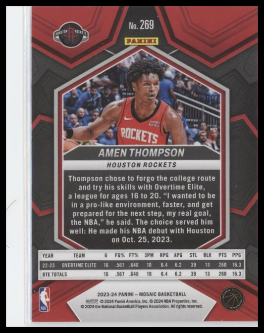 2023-24 Panini Mosaic #269 Amen Thompson NBA Debut
