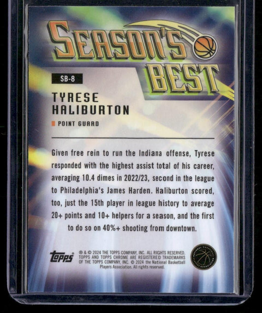 2023-24 Topps Chrome #SB-8 Tyrese Haliburton Seasons Best