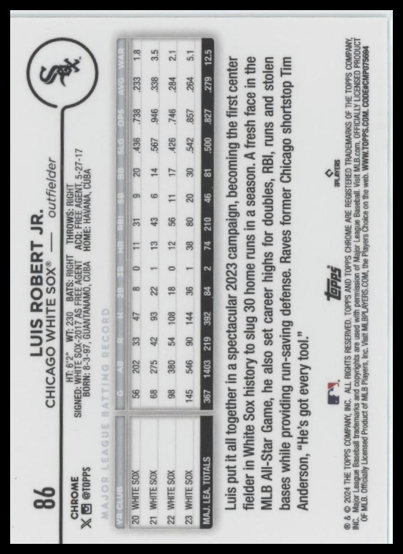 2024 Topps Chrome #86 Luis Robert Jr.