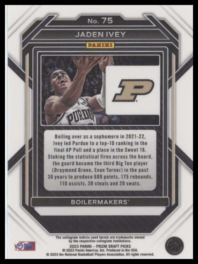2023 Panini Prizm Draft Picks #75 Jaden Ivey