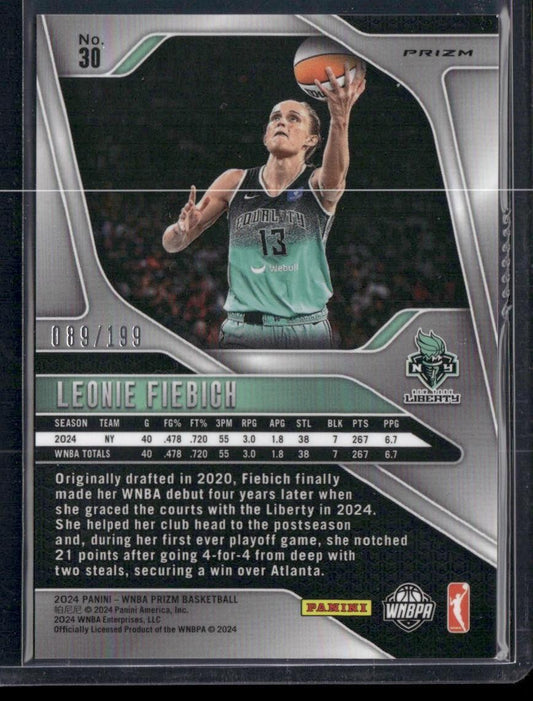 2024 Panini Prizm WNBA #30 Leonie Fiebich Blue Prizms #/199