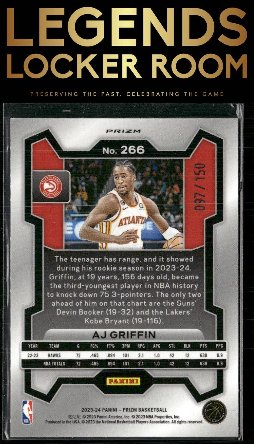 2023-24 Panini Prizm #266 AJ Griffin Prizms Fast Break Blue #/150