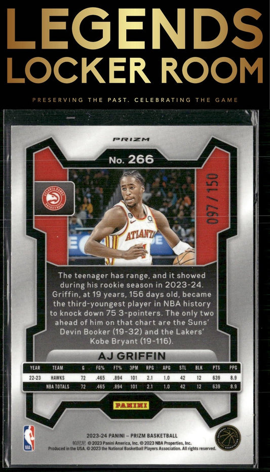 2023-24 Panini Prizm #266 AJ Griffin Prizms Fast Break Blue #/150