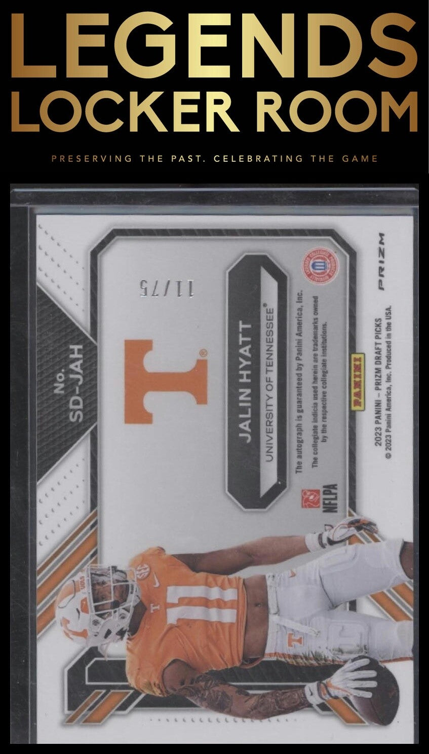 2023 Panini Prizm Draft Picks #SD-JAH Jalin Hyatt Signing Day Blue Prizm #/75