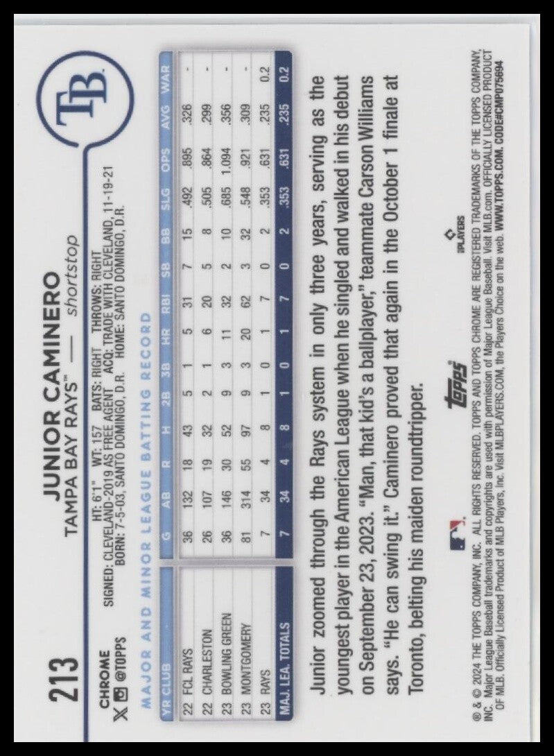 2024 Topps Chrome #213 Junior Caminero