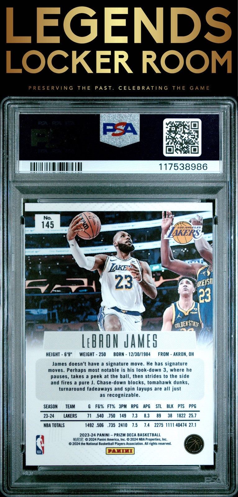 2023 Panini Prizm Deca #145 Lebron James PSA 10