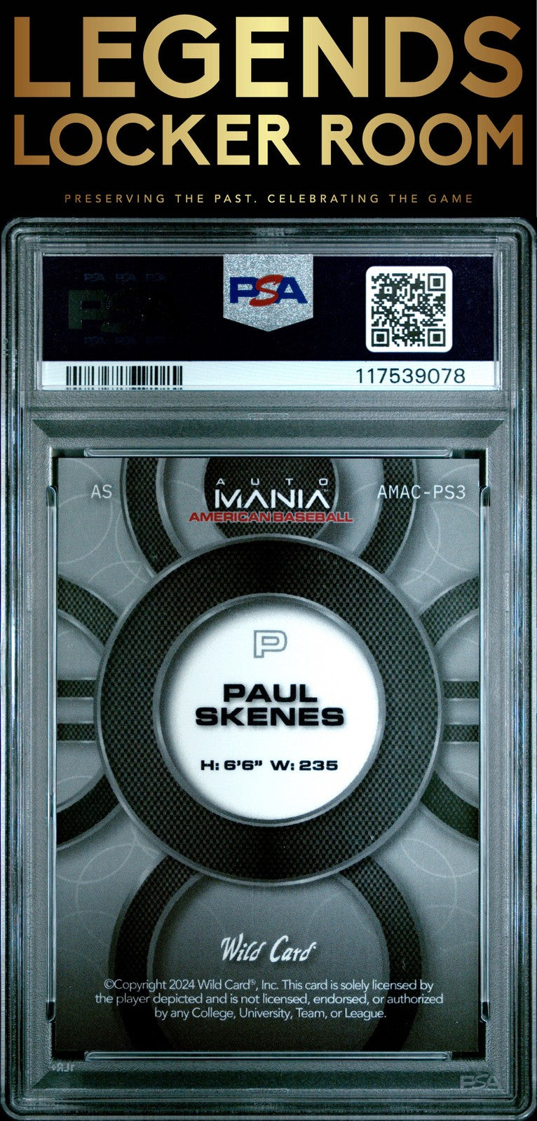 2024 Wild Card Auto Mania Paul Skenes American Flag PSA 10