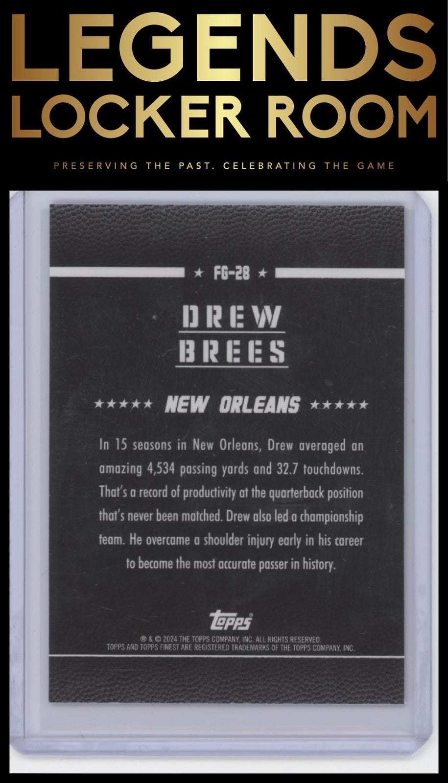 2024 Finest #FG-28 Drew Brees Field Generals Sky Blue Refractor #/150