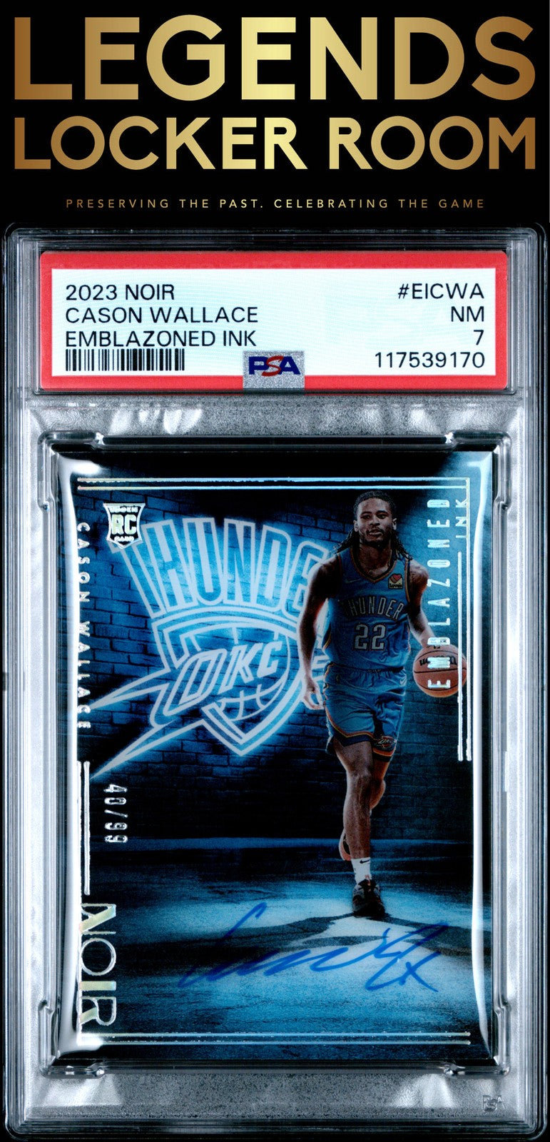 2023 Panini Noir Emblazoned Ink #EICWA Cason Wallace PSA 7