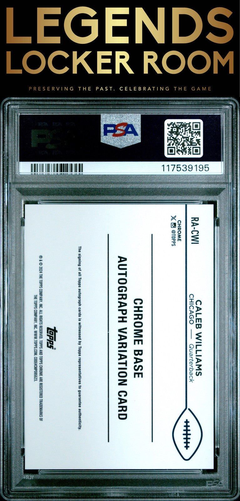 2024 Topps Chrome Rookie Autographs Variations Caleb Williams /199 PSA 10