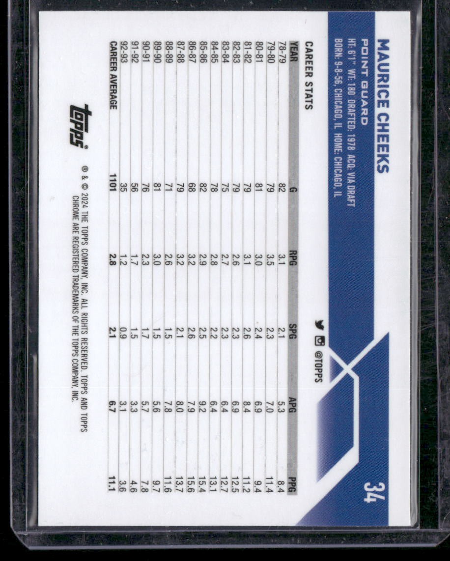 2023-24 Topps Chrome Sapphire Edition #34 Maurice Cheeks Gold #/50