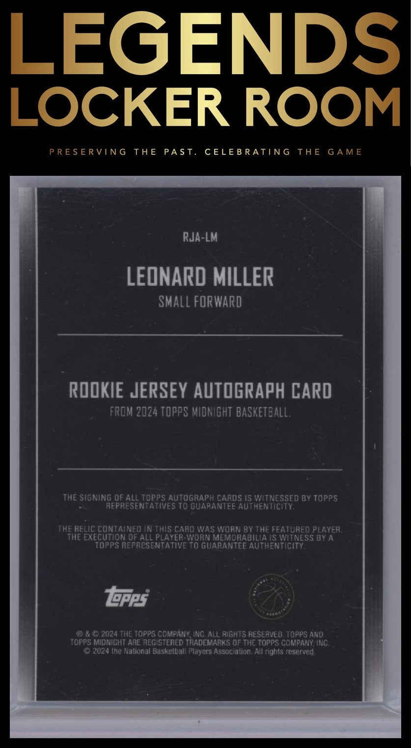 2023-24 Topps Midnight #RJA-LM Leonard Miller Rookie Jersey Autographs